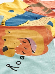Muted Orange/Blue/Yellow Animal Short Sleeve 3 Pack Pyjama Set (9mths-12yrs) - Image 5 of 6