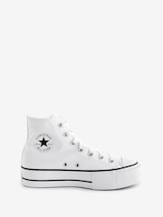 Converse White Chuck Taylor All Star Lift Wide Trainers - Image 1 of 17