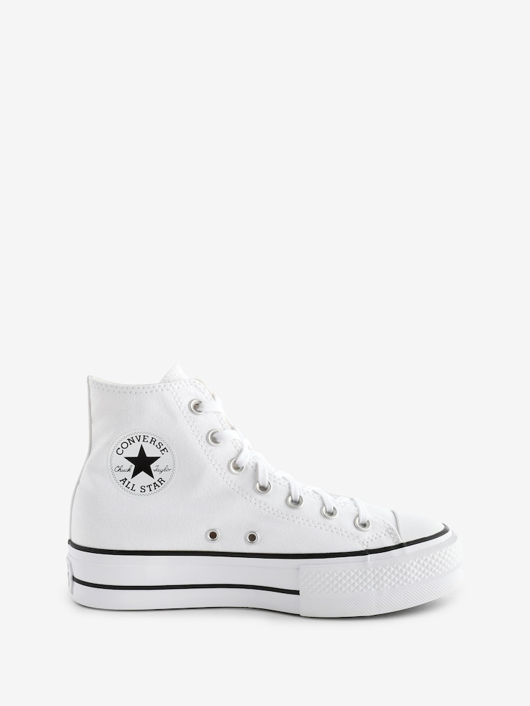 Converse White Chuck Taylor All Star Lift Wide Trainers - Image 1 of 17
