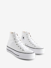 Converse White Chuck Taylor All Star Lift Wide Trainers - Image 4 of 17