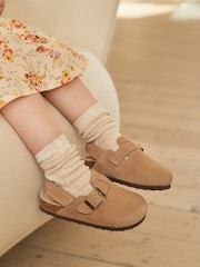 Brown Suede Leather Clogs with Touch Fastening - Image 1 of 9