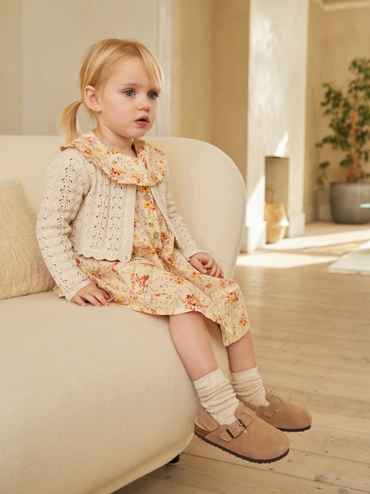 Brown Suede Leather Clogs with Touch Fastening - Image 2 of 9