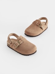 Brown Suede Leather Clogs with Touch Fastening - Image 5 of 9
