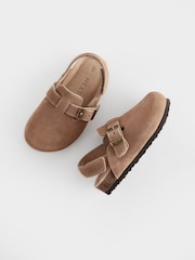 Brown Suede Leather Clogs with Touch Fastening - Image 8 of 9