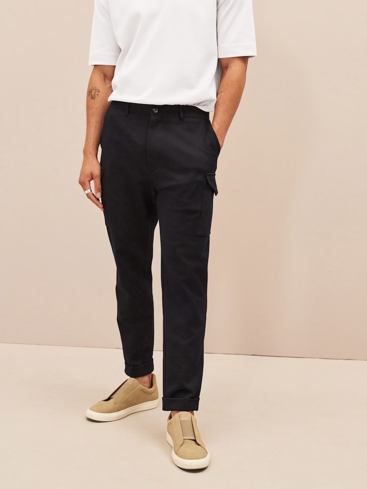 Navy Blue EDIT Cargo Trousers - Image 3 of 10