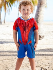 Red Spiderman Towelling All-In-One (3mths-7yrs) - Image 1 of 7