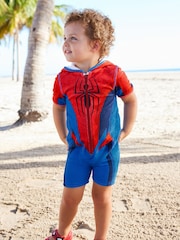 Red Spiderman Towelling All-In-One (3mths-7yrs) - Image 2 of 7