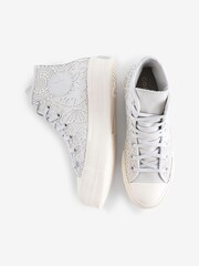 Converse Light Grey Chuck Taylor All Star High Top Lift Trainers - Image 10 of 10