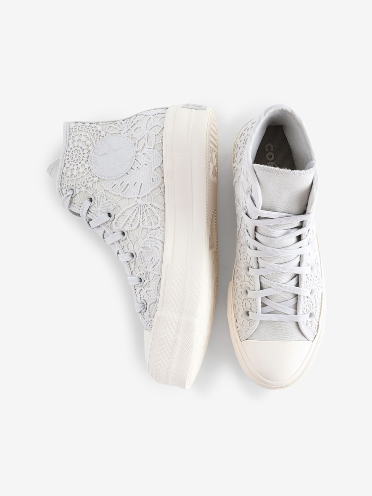 Converse Light Grey Chuck Taylor All Star High Top Lift Trainers - Image 10 of 10