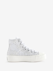 Converse Light Grey Chuck Taylor All Star High Top Lift Trainers - Image 2 of 10