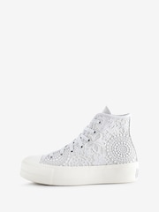 Converse Light Grey Chuck Taylor All Star High Top Lift Trainers - Image 3 of 10