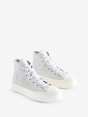 Converse Light Grey Chuck Taylor All Star High Top Lift Trainers - Image 4 of 10