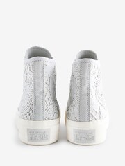 Converse Light Grey Chuck Taylor All Star High Top Lift Trainers - Image 5 of 10