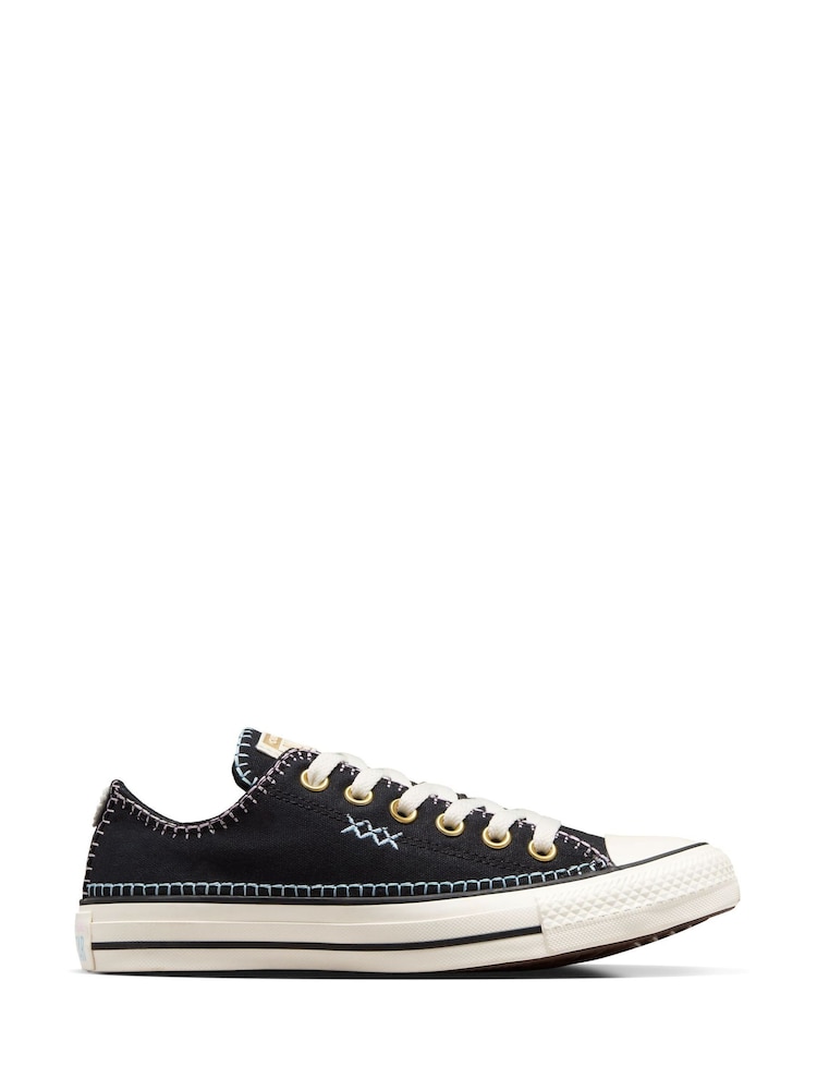 Converse Black Chuck Taylor All Star Crafted Stitching Ox Trainers - Image 1 of 10