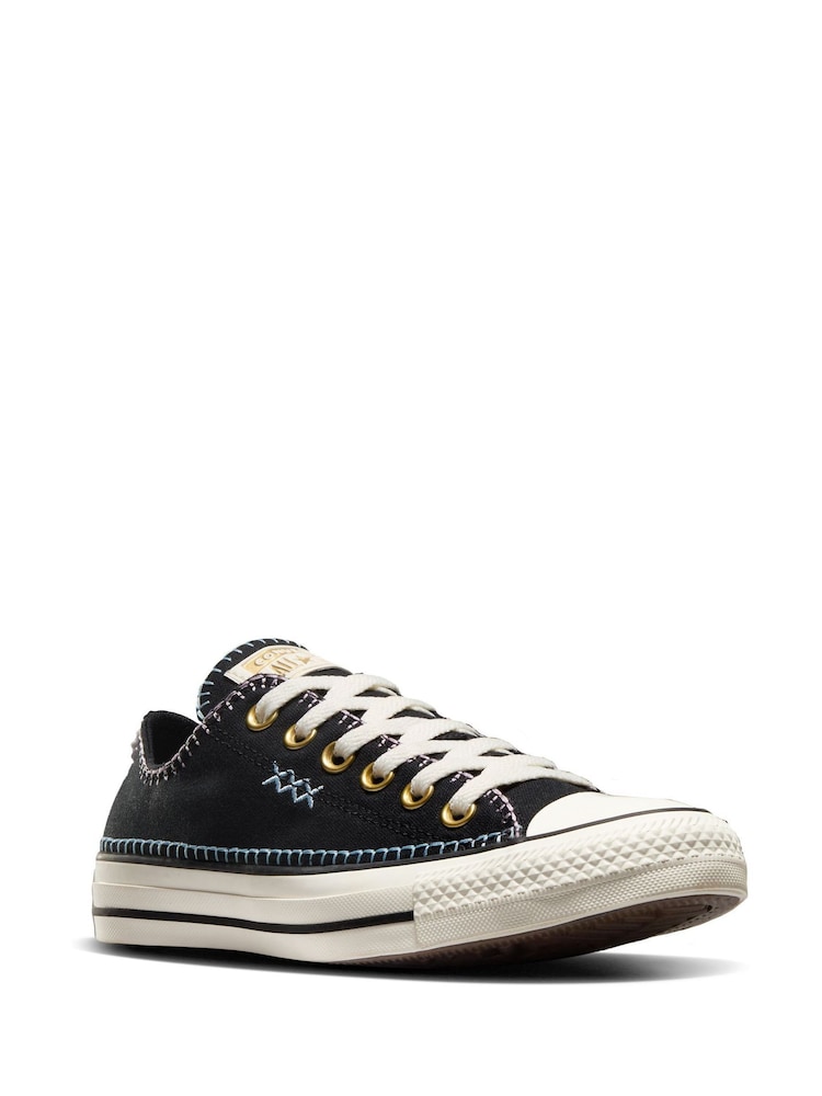 Converse Black Chuck Taylor All Star Crafted Stitching Ox Trainers - Image 3 of 10