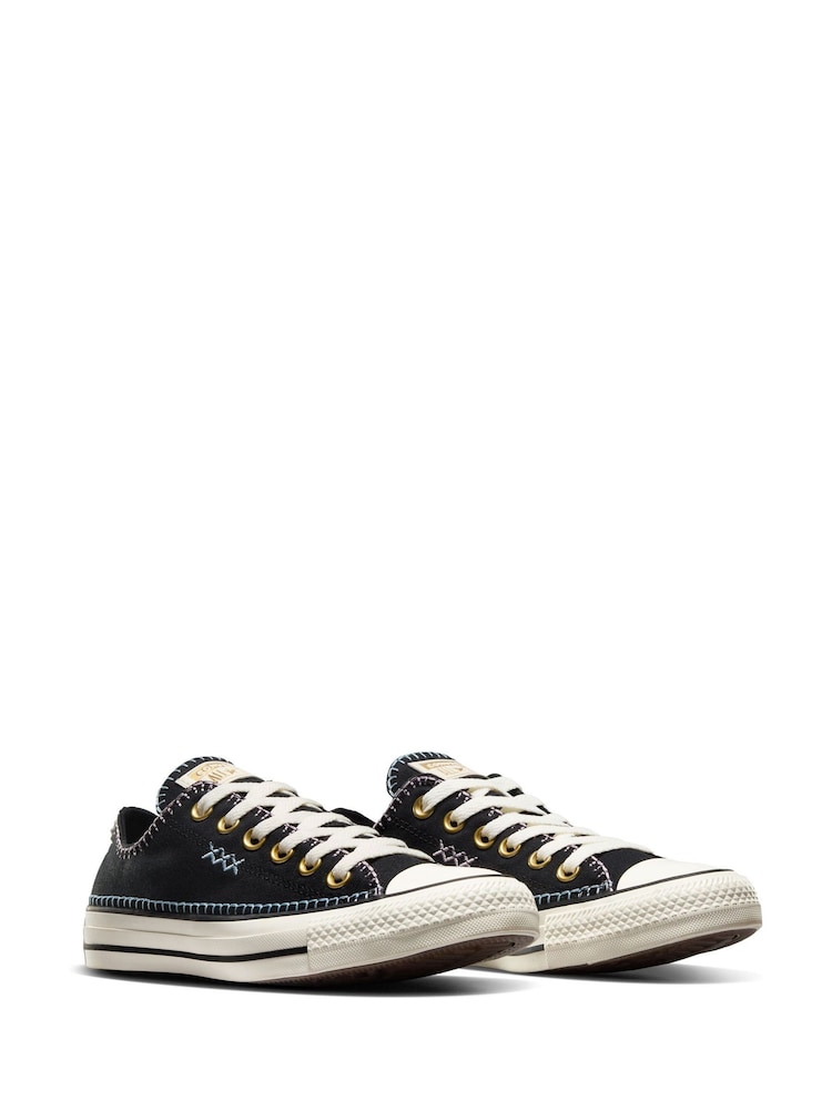 Converse Black Chuck Taylor All Star Crafted Stitching Ox Trainers - Image 4 of 10
