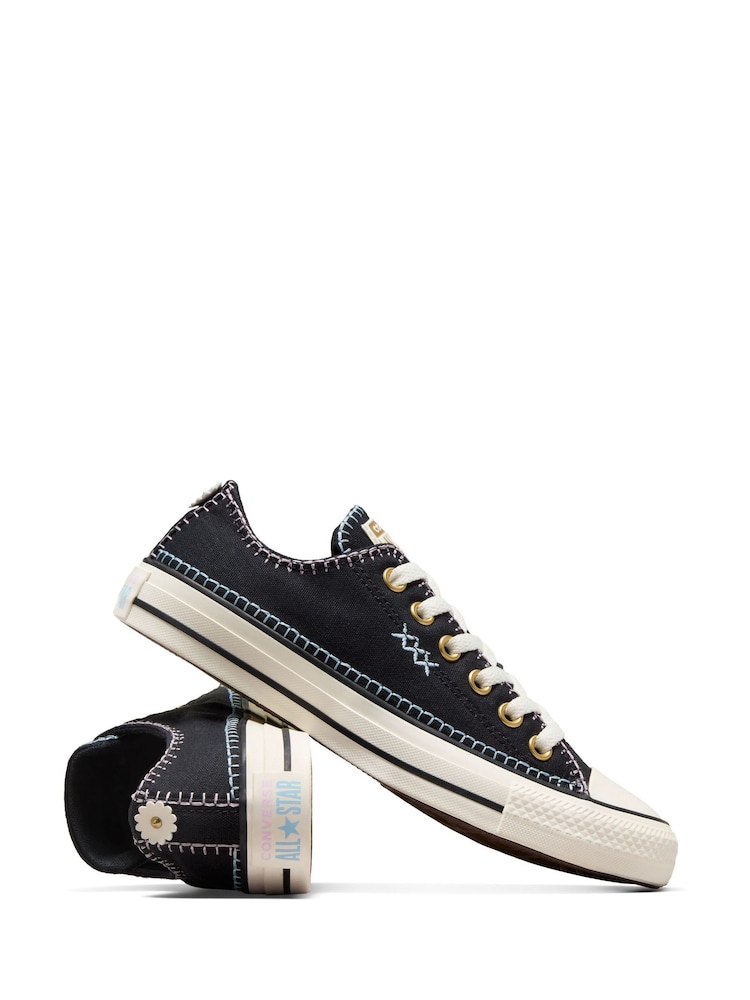 Converse Black Chuck Taylor All Star Crafted Stitching Ox Trainers - Image 6 of 10