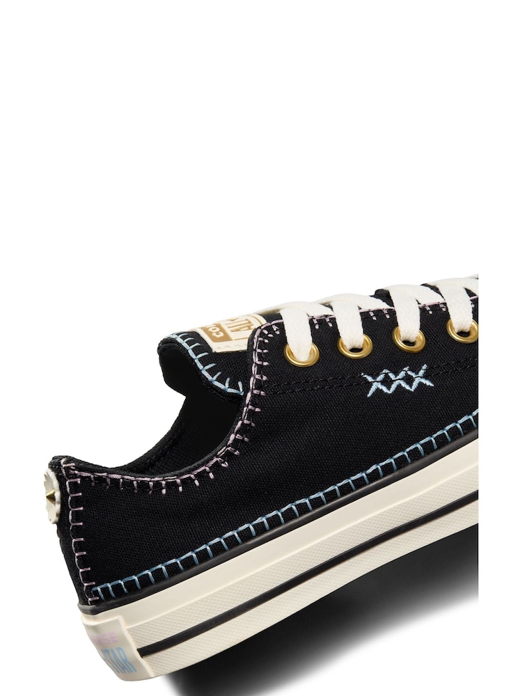 Converse Black Chuck Taylor All Star Crafted Stitching Ox Trainers - Image 9 of 10