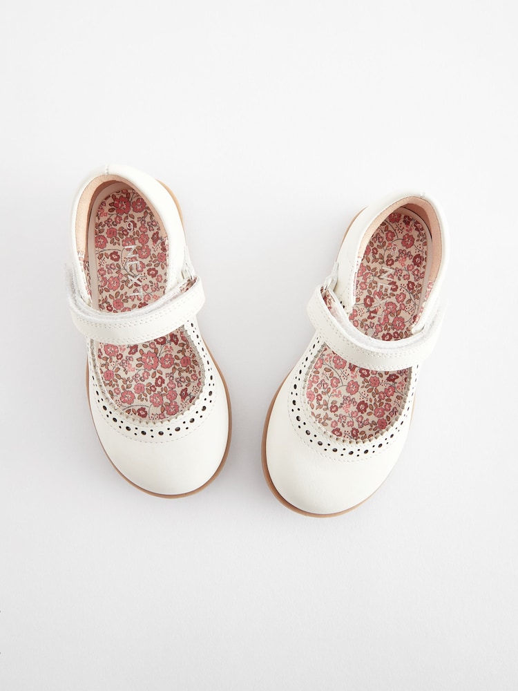 White Leather Mary Jane Touch fastening Brogues - Image 5 of 5
