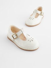 White Leather T-Bar Shoes - Image 1 of 6