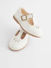 White Leather T-Bar Shoes - Image 3 of 6