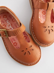 Tan Brown Leather T-Bar Shoes - Image 3 of 6
