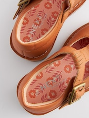 Tan Brown Leather T-Bar Shoes - Image 5 of 6
