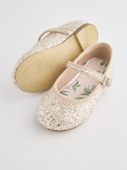 Ivory Glitter Standard Fit (F) Flower Girl Occasion Mary Jane Shoes - Image 2 of 5