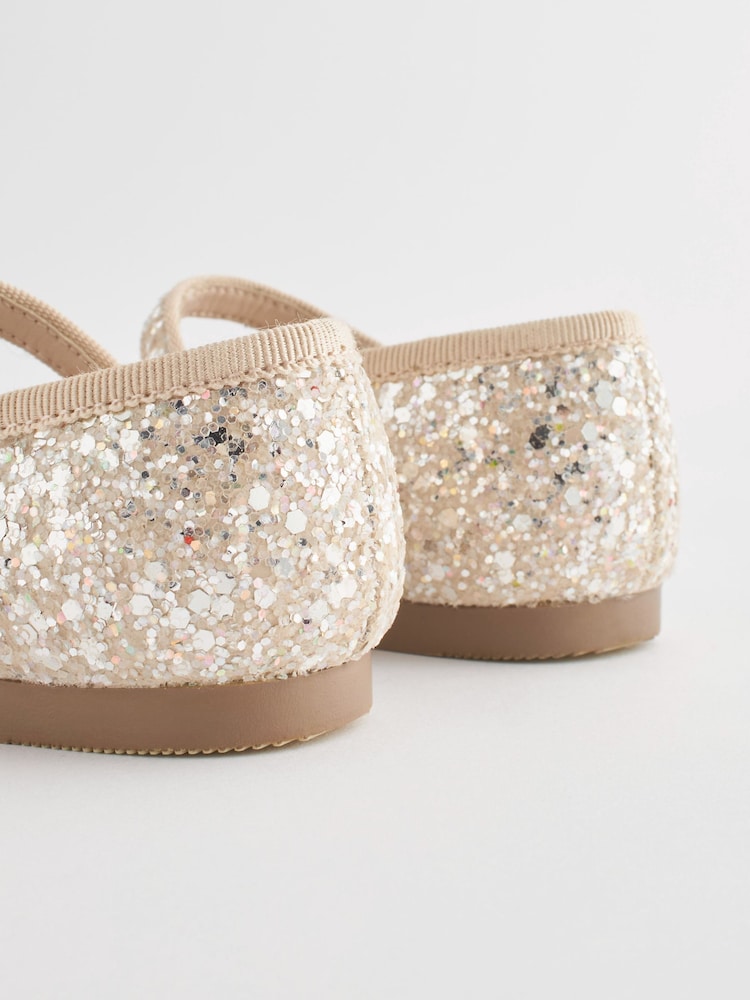 Ivory Glitter Standard Fit (F) Flower Girl Occasion Mary Jane Shoes - Image 5 of 5