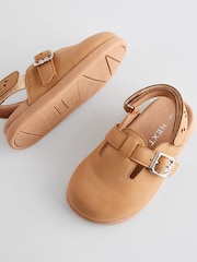 Brown Tan Ankle Strap Buckle Detail Clogs - Image 4 of 7