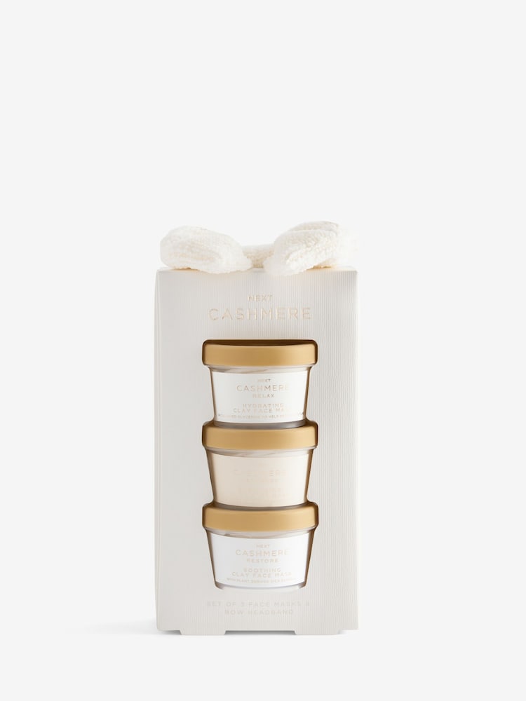 Set of 3 Cashmere Face Masks and Bow Headband Gift Set - Image 2 of 2