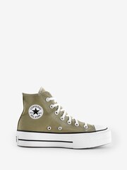 Converse Khaki Green Chuck Taylor All Star High Top Lift Trainers - Image 1 of 9