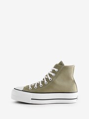 Converse Khaki Green Chuck Taylor All Star High Top Lift Trainers - Image 2 of 9