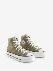 Converse Khaki Green Chuck Taylor All Star High Top Lift Trainers - Image 3 of 9