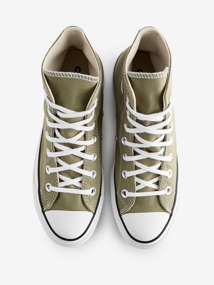 Converse Khaki Green Chuck Taylor All Star High Top Lift Trainers - Image 5 of 9