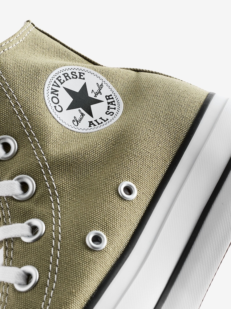 Converse Khaki Green Chuck Taylor All Star High Top Lift Trainers - Image 8 of 9