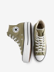 Converse Khaki Green Chuck Taylor All Star High Top Lift Trainers - Image 9 of 9
