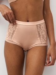 Rose Pink High Rise Microfibre And Lace Knickers - Image 1 of 5