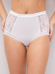 White High Rise Microfibre And Lace Knickers - Image 1 of 5