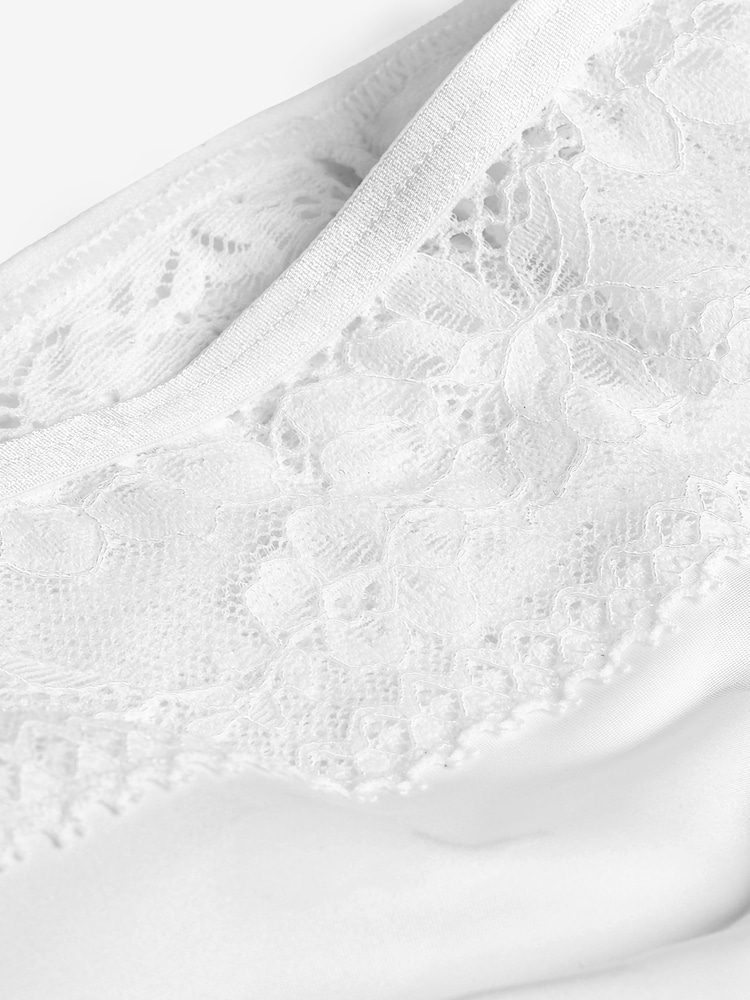 White Thong Microfibre And Lace Knickers - Image 6 of 6