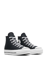 Converse Black/White Chuck Taylor All Star Lift High Top Trainers - Image 7 of 10