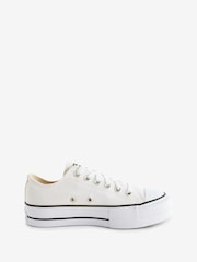 Converse White/Black Huck Taylor All Star Lift Ox Trainers - Image 1 of 19