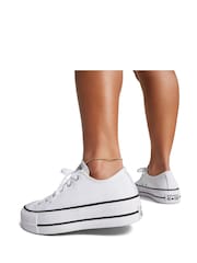 Converse White/Black Huck Taylor All Star Lift Ox Trainers - Image 17 of 19