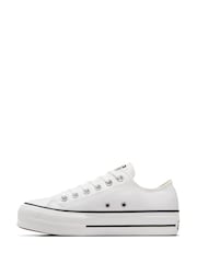 Converse White/Black Huck Taylor All Star Lift Ox Trainers - Image 2 of 19