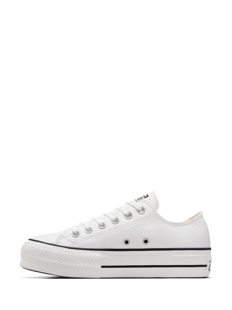 Converse White/Black Huck Taylor All Star Lift Ox Trainers - Image 2 of 19