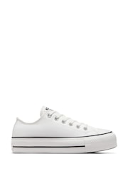 Converse White/Black Huck Taylor All Star Lift Ox Trainers - Image 3 of 19