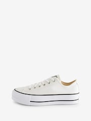 Converse White/Black Huck Taylor All Star Lift Ox Trainers - Image 4 of 19