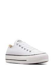 Converse White/Black Huck Taylor All Star Lift Ox Trainers - Image 5 of 19