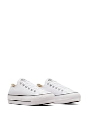 Converse White/Black Huck Taylor All Star Lift Ox Trainers - Image 6 of 19