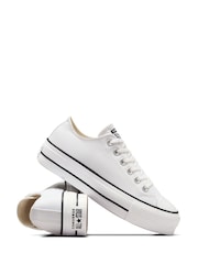 Converse White/Black Huck Taylor All Star Lift Ox Trainers - Image 8 of 19